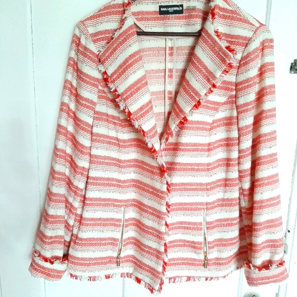 NWOT Paris Striped Tweed Jacket With Fringes - Picture 2 of 8
